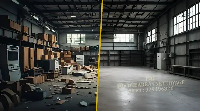 Débarras avant/après d’un garage de pavillon