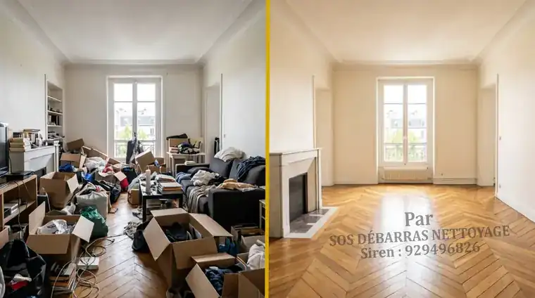 Débarras avant/après d’un salon de pavillon