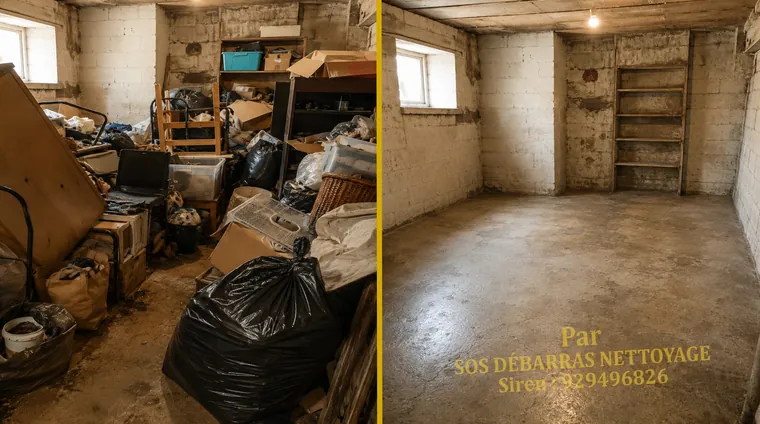 Débarras avant/après d'un appartement à Paris 13e : mobilier et cartons évacués, pièce nettoyée