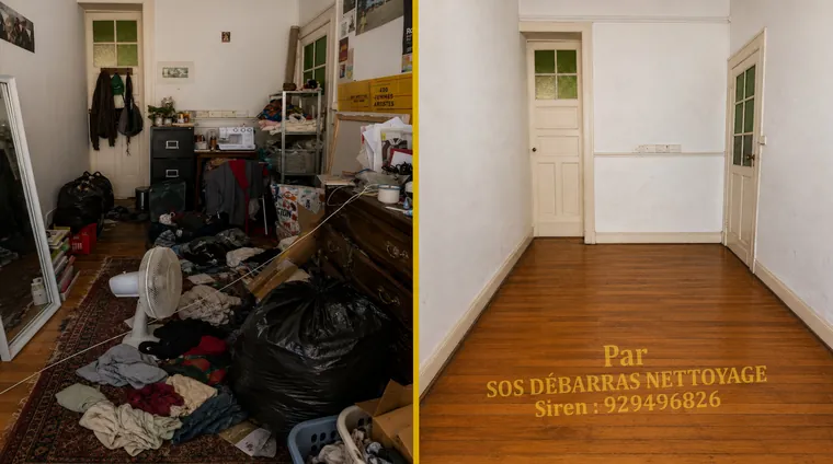 Débarras avant/après d'une cave à Paris 19e : encombrants et cartons évacués, cave rendue praticable