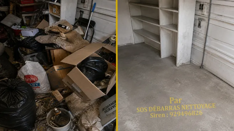 Débarras avant/après d'une chambre à Paris 19e : lit, armoire et affaires retirés, pièce vidée