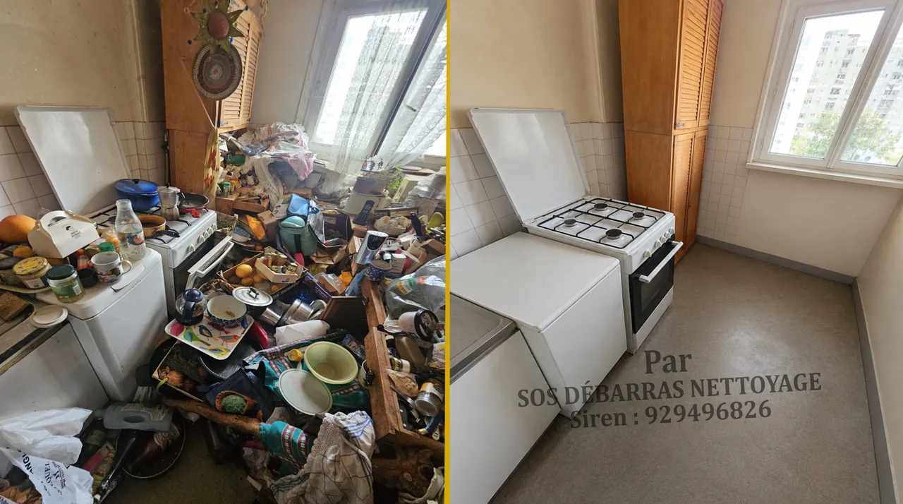Débarras de cuisine d’appartement avant / après en Île-de-France