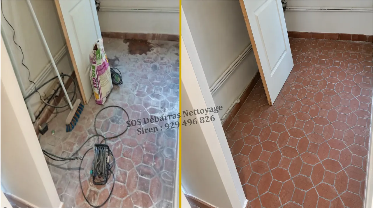 Débarras d’une salle d’eau d’appartement avant / après