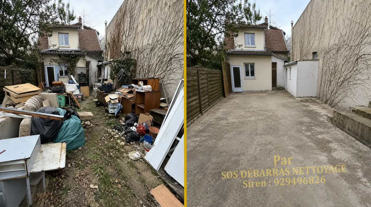 Débarras après décès de l’extérieur d’une maison avant / après à Paris