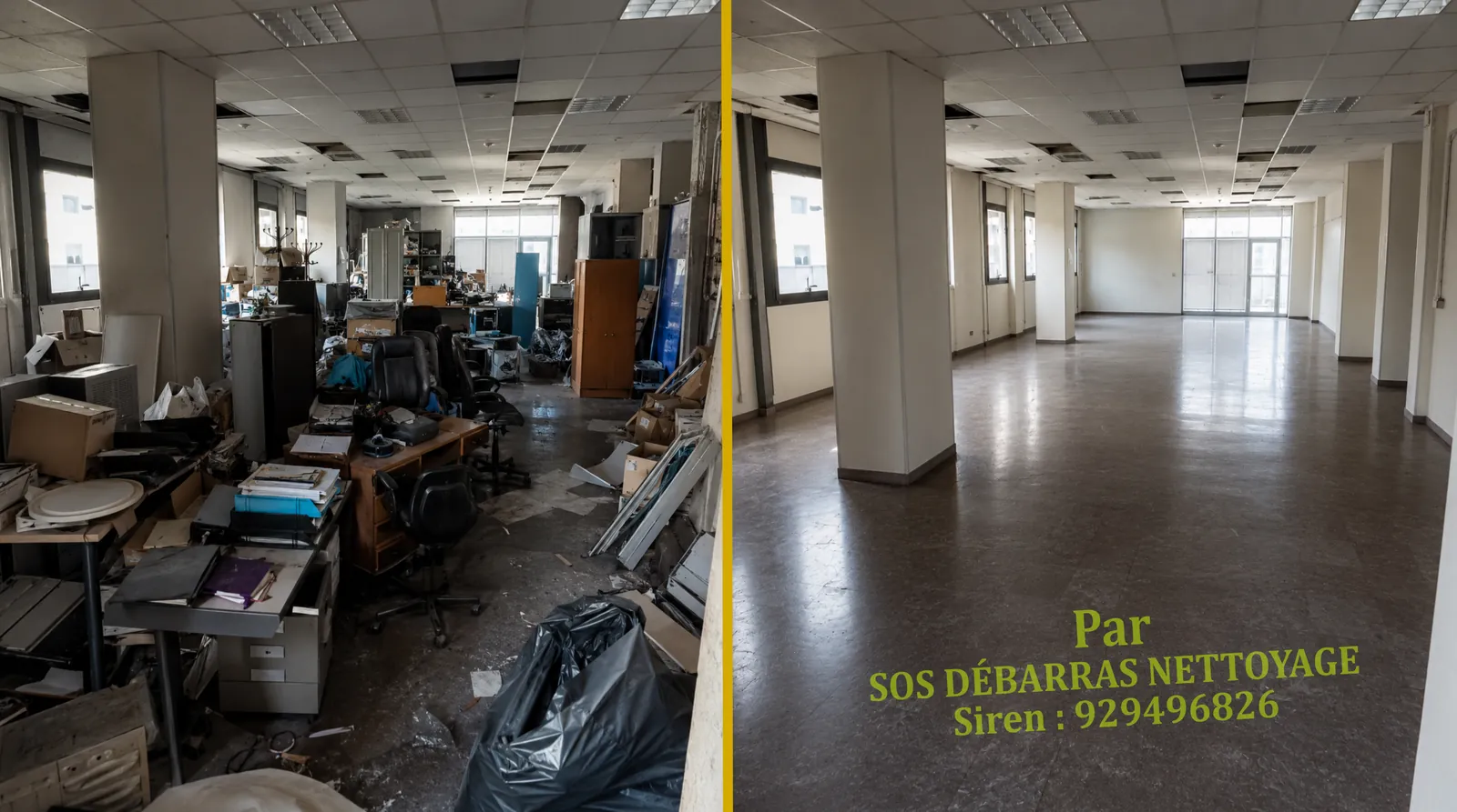 Débarras de bureaux et locaux professionnels en Île-de-France, avant / après