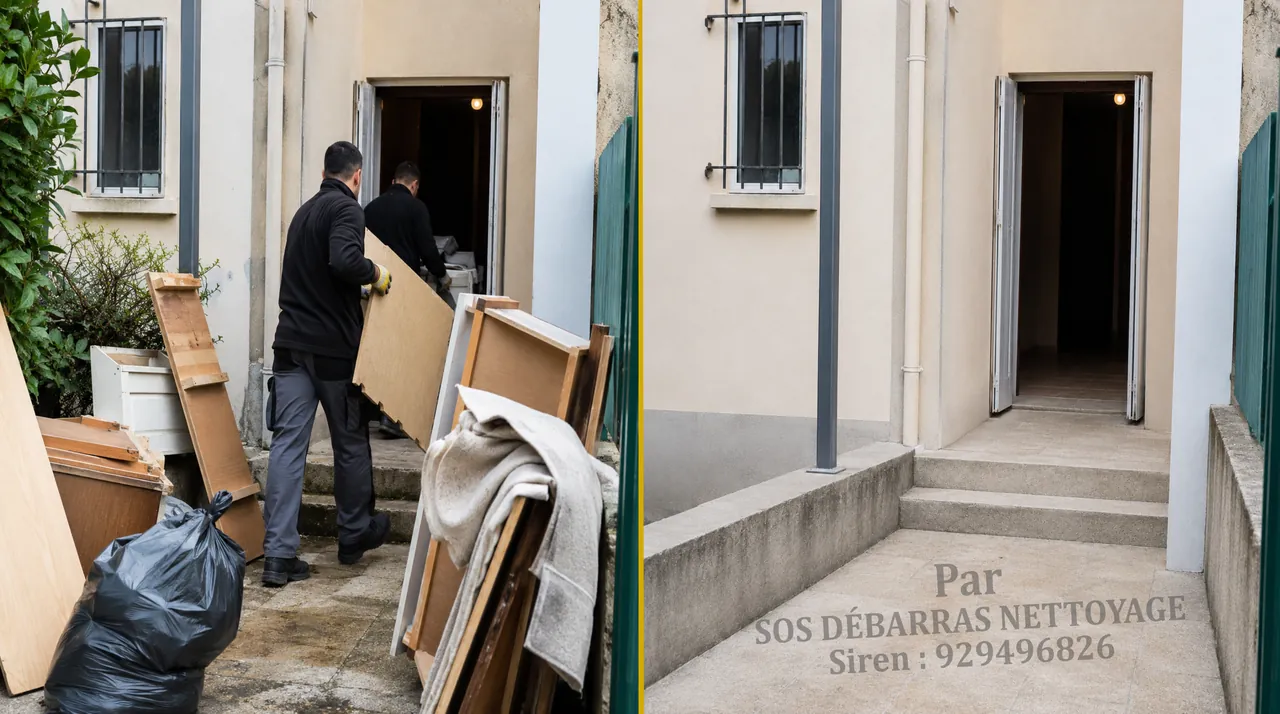 Enlèvement du mobilier lors d’un débarras de succession, avant / après