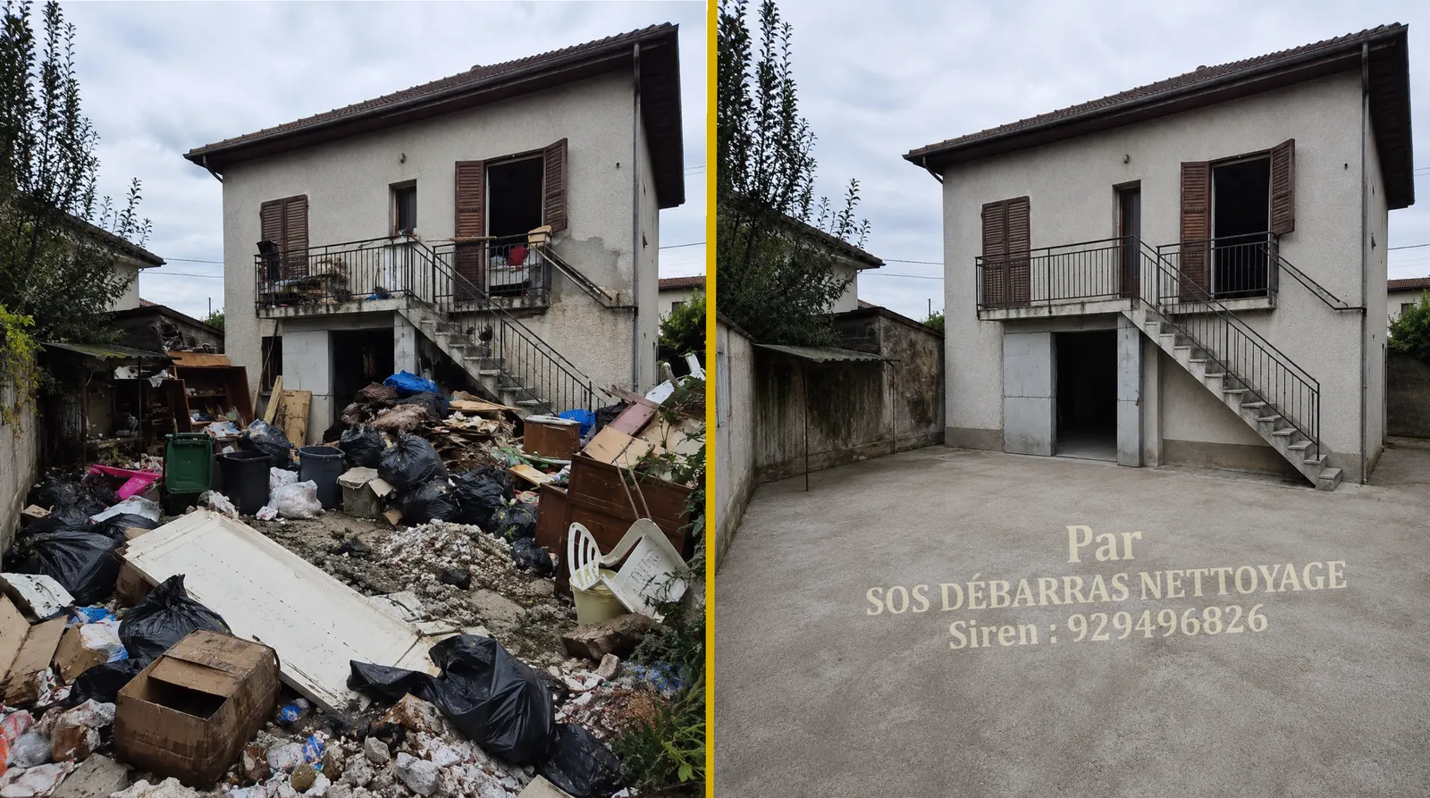 Débarras de succession en Île-de-France, maison vidée avant / après