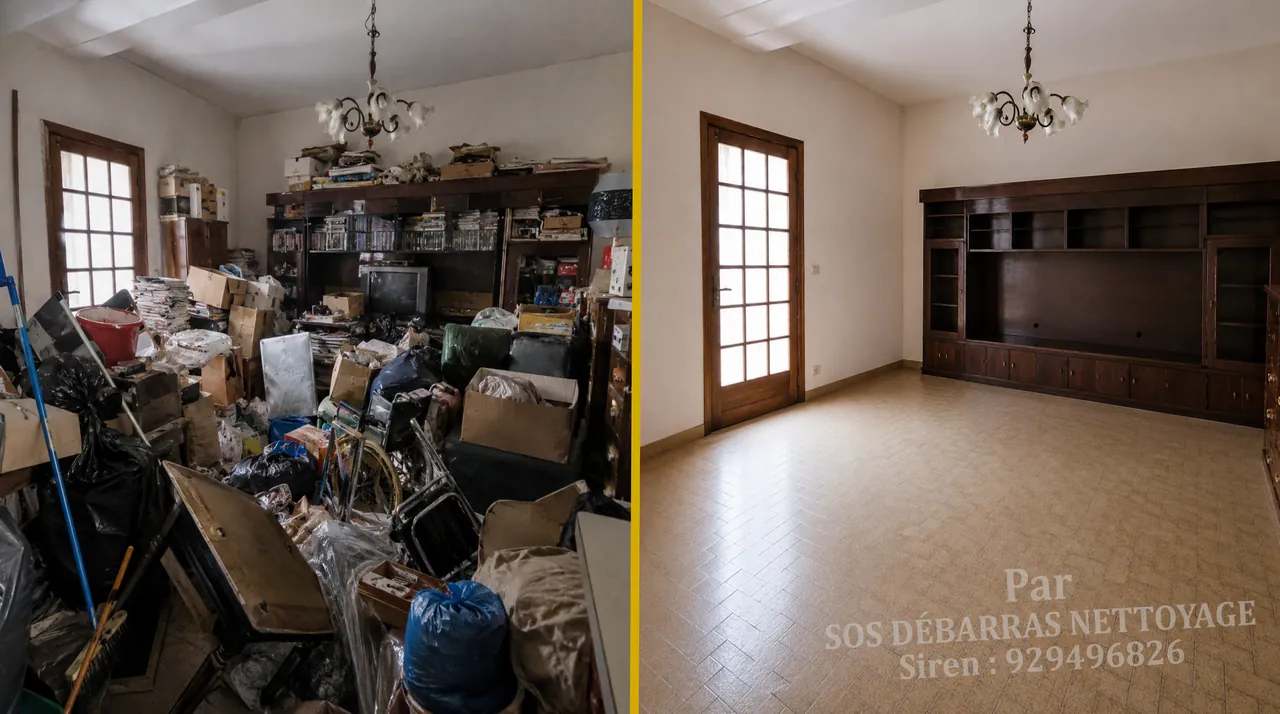 Débarras d’une salle à manger de succession avant / après à Paris